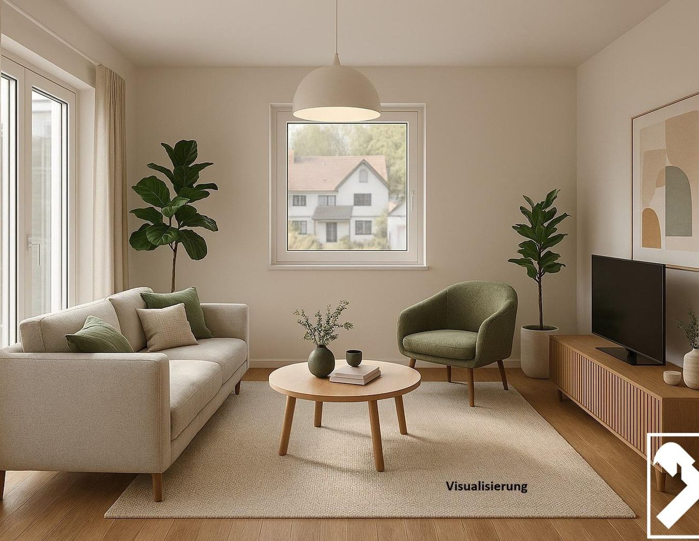 Gartenwohnung, drei Zimmer, neuwertig