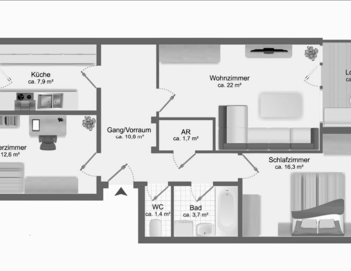 Lienz, 84m2 große 3- Zimmerwohnung mit Loggia