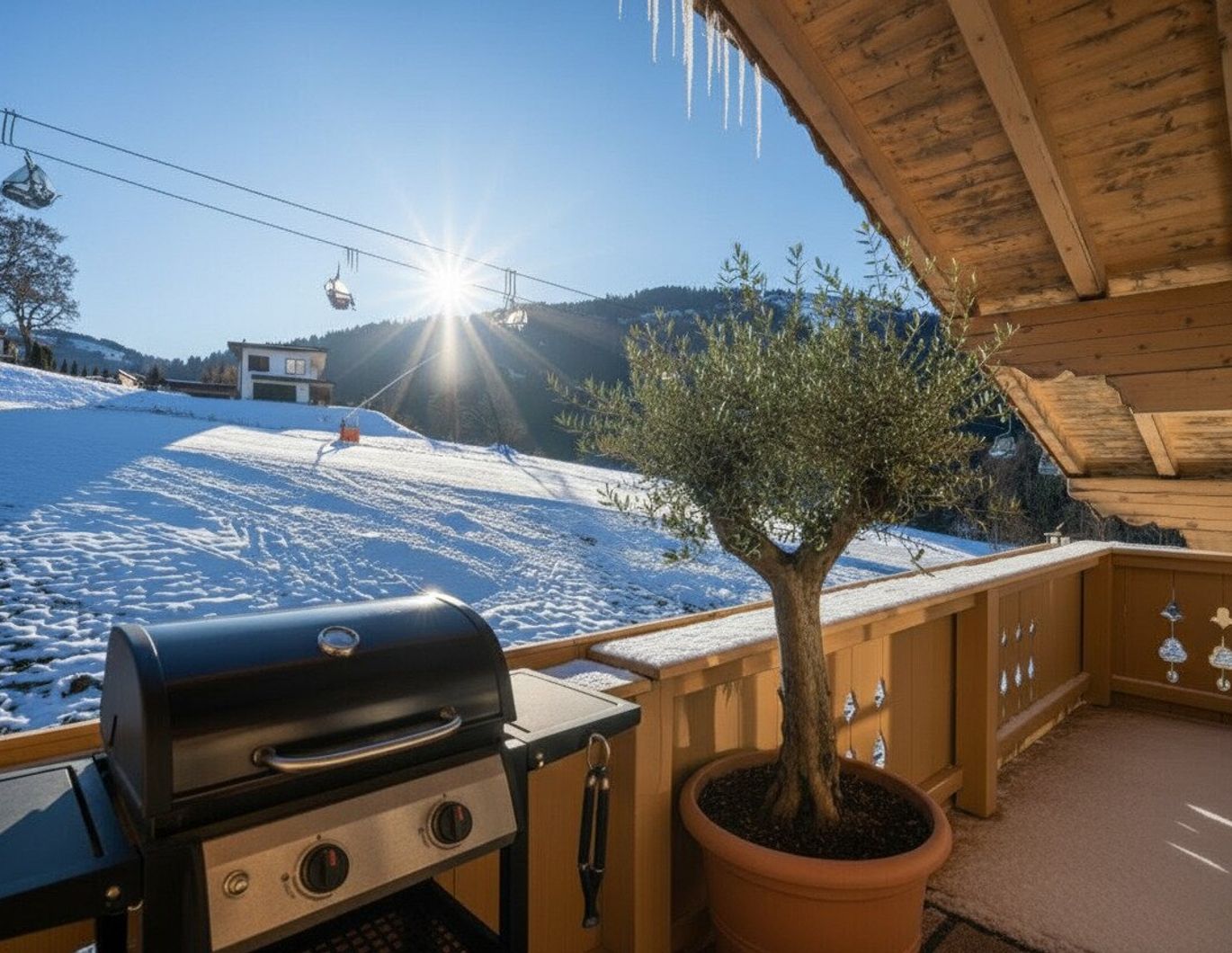 Direkt von der gemütlichen 88m² 3-Zimmerwohnung auf die Skipiste