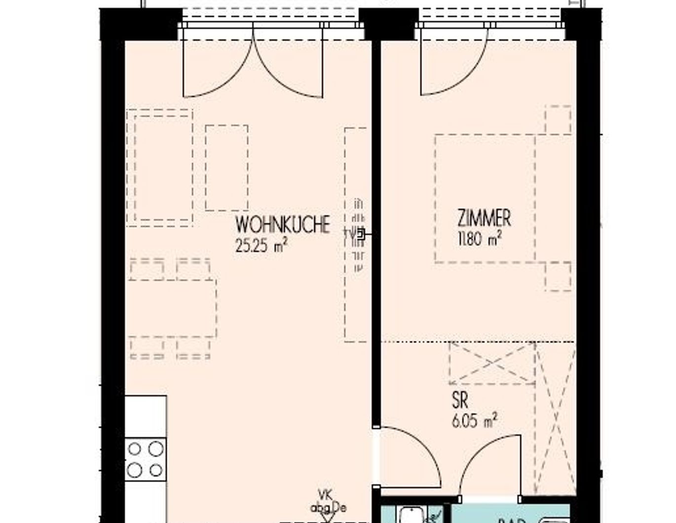 Hochwertige 2-Zimmer-Wohnung mit großem Balkon