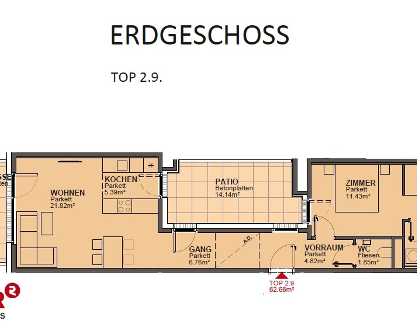 Ruhige 2 Zimmerwohnung mit Garten in 1210 zu mieten