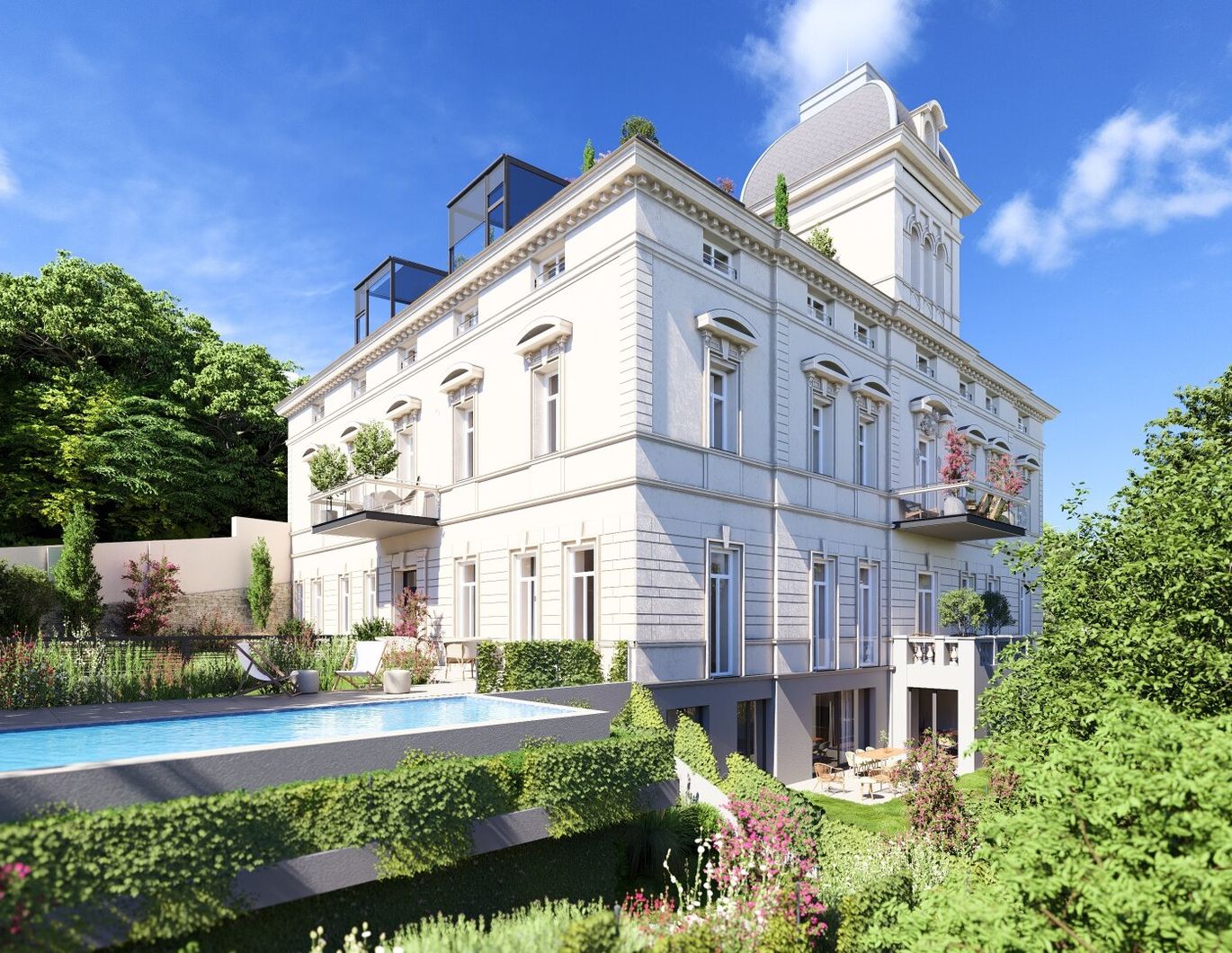 Herrschaftliche Wohnung in historischer Villa | über 440m² Garten & möglicher Infinity Pool | ca. 4,40 m Raumhöhe | sanierungsbedürftig | U-Bahnnähe
