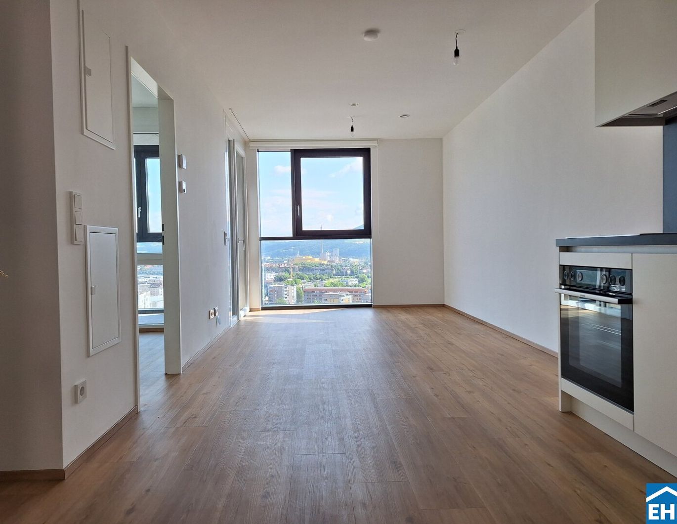 2 Zimmer Wohnung mit hochwertiger Ausstattung und Weitblick über Linz