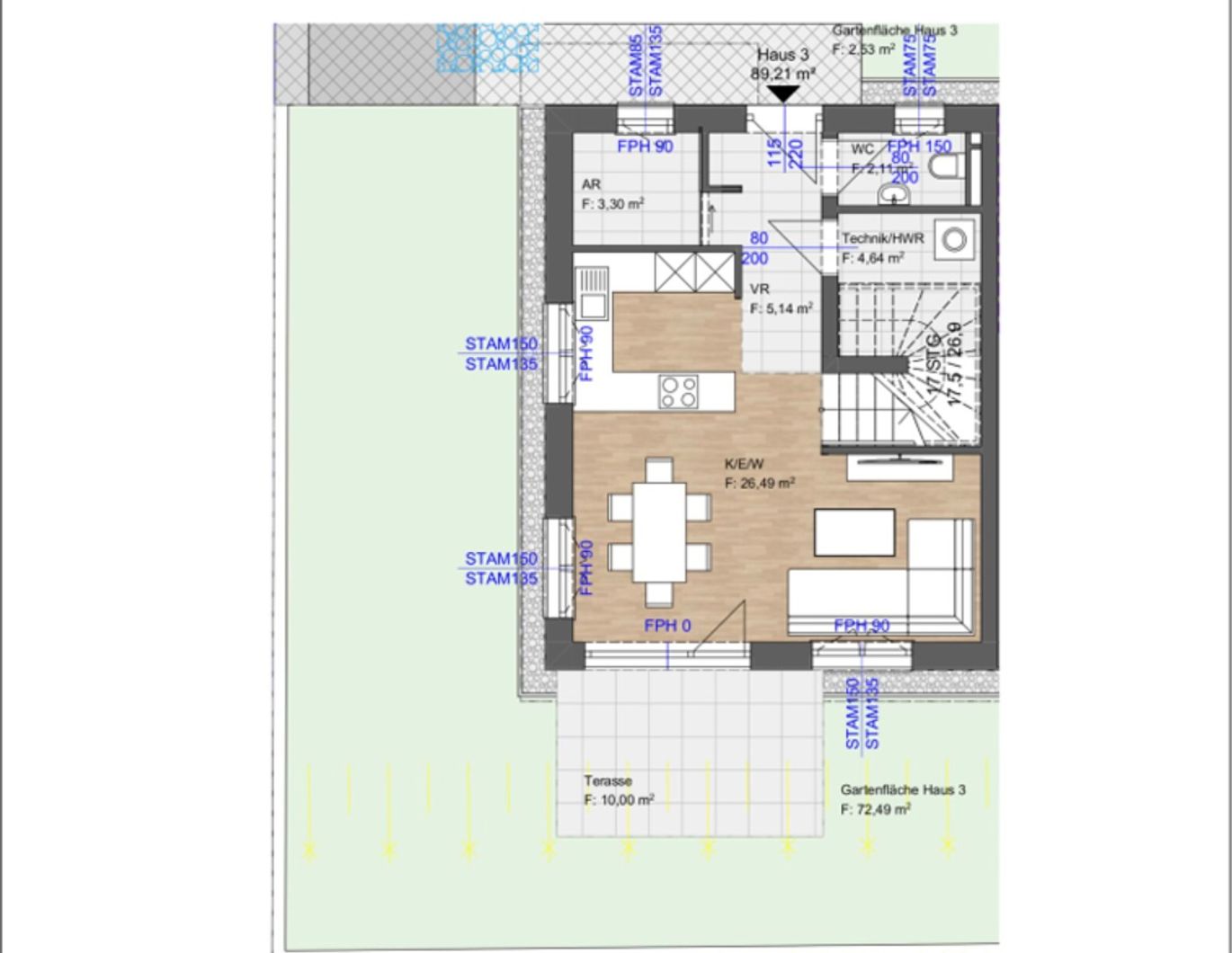 Ziegelmassive Doppelhaushälfte in Kagran - Haus 3