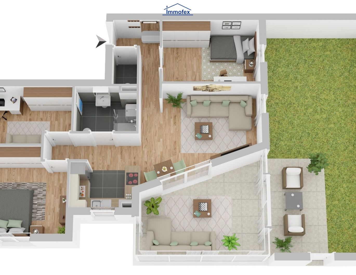 Praktisch eingeteilte Familienwohnung mit Garten in Top Zustand
