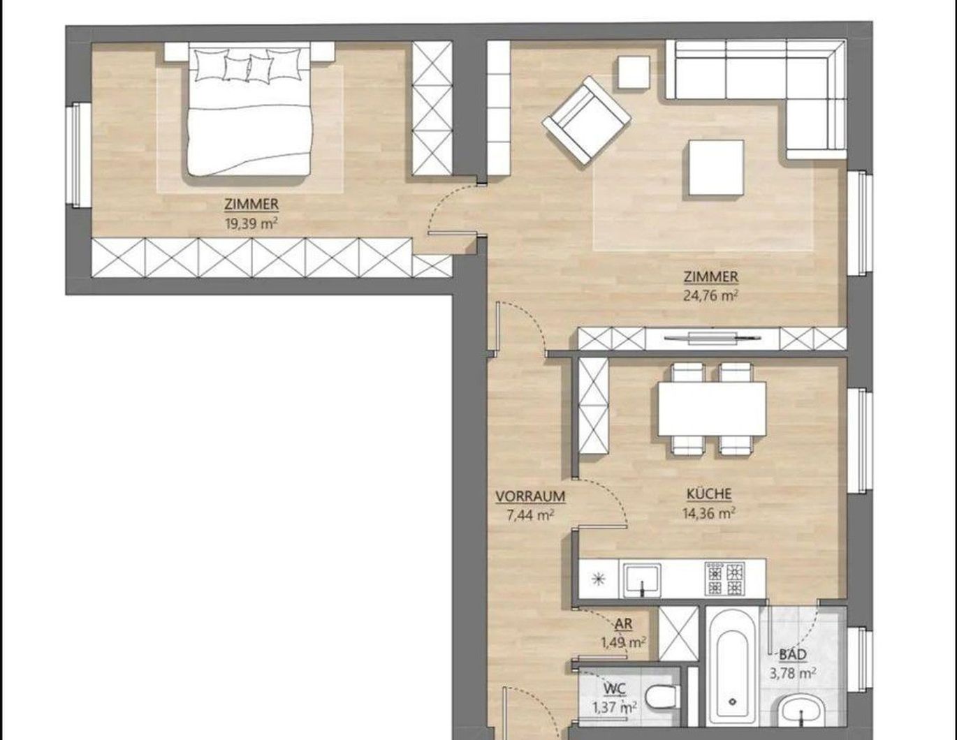 Erstbezug! Neue Küche, Bad + WC + Heizung neu, Waschmaschine etc.