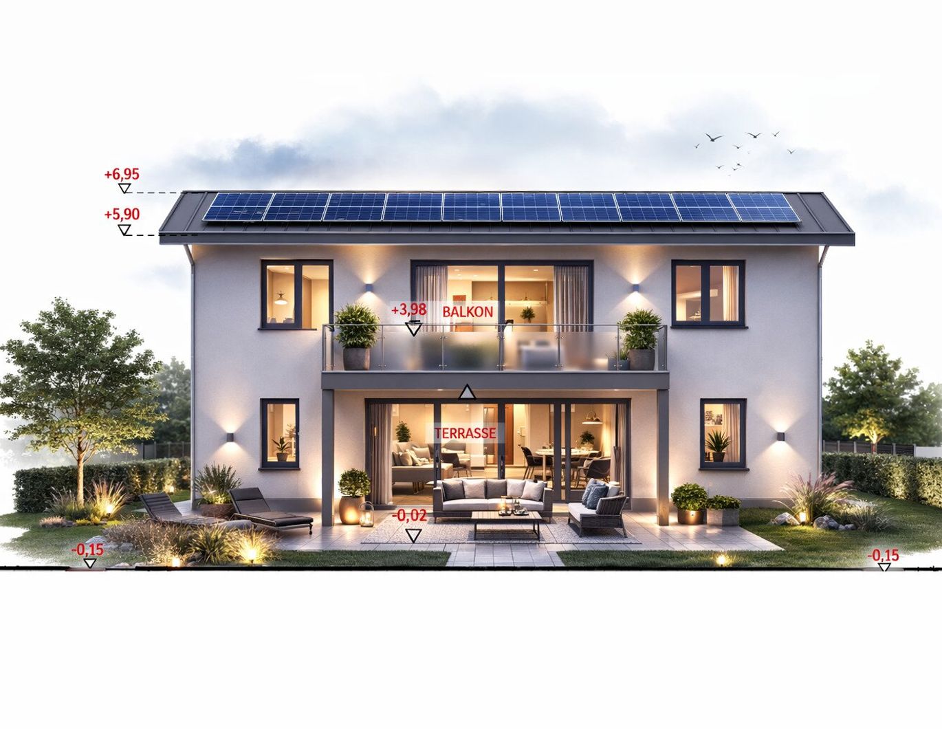 Einfamilienhaus mit Garten u. Doppelcarport - (Ziegelmassiv | Neubau)