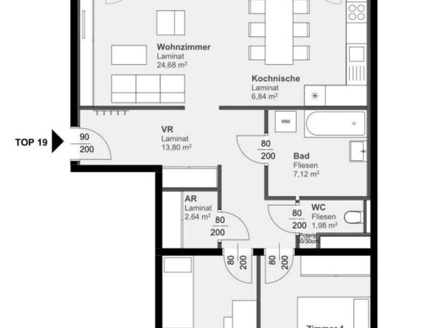 Top geschnnitten | 3 separate Zimmer mit Loggia