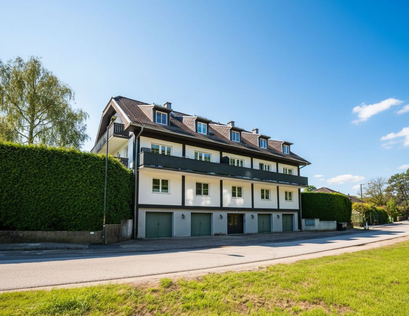 Reizende 3-Zimmer-Wohnung mit 2 Balkonen, gartenseitiger Veranda und Garagenplatz