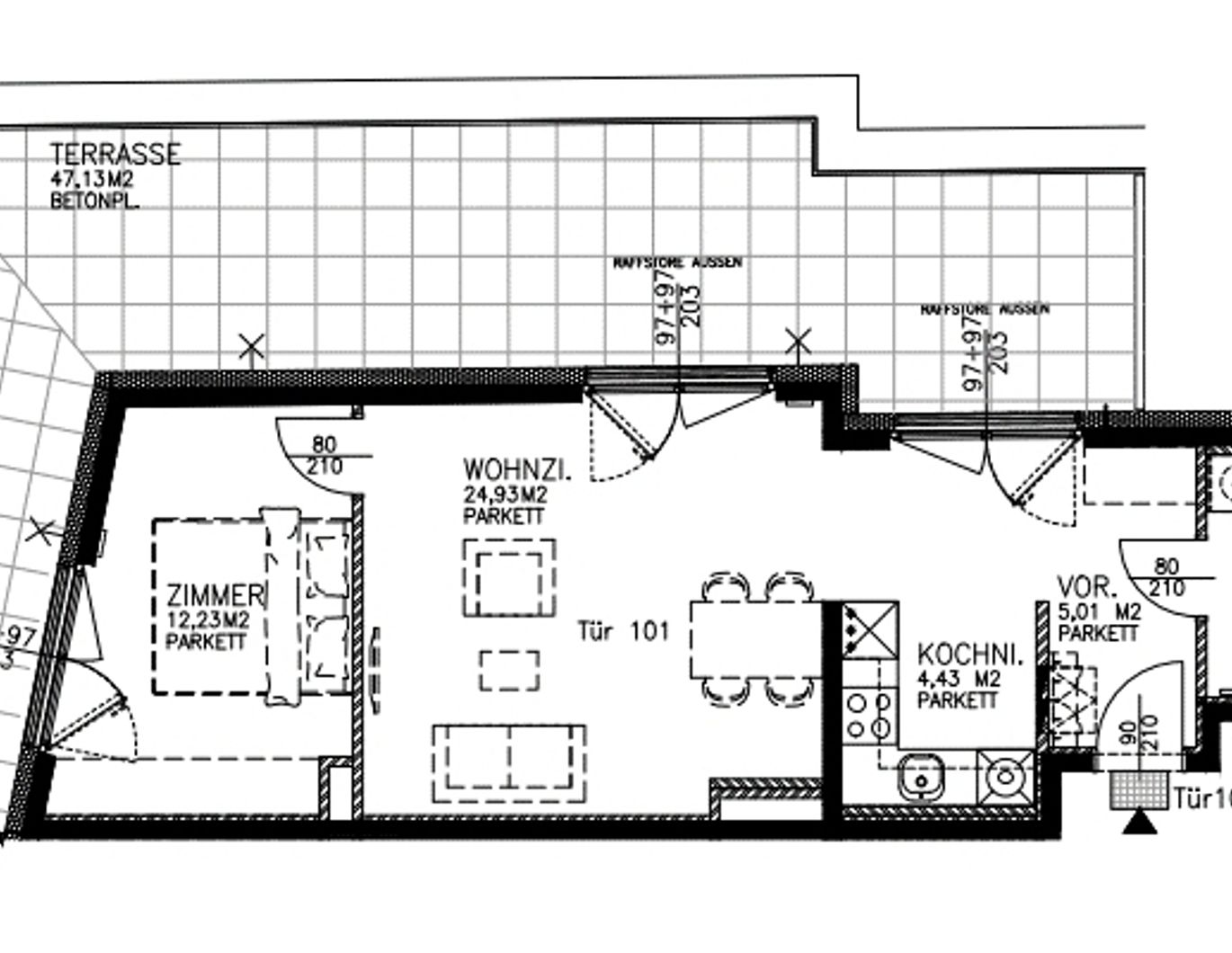 2-Zimmer-Dachgeschoß-Wohnung mit großer Terrasse und Klimaanlage in Niedrigenergiehaus in 1110 Wien zu mieten