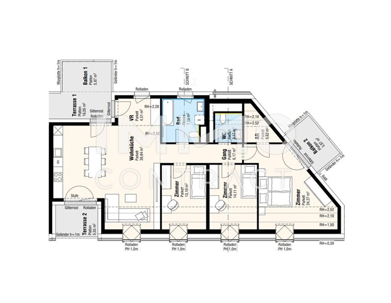 Dachgeschoßwohnung Terrasse und Balkon