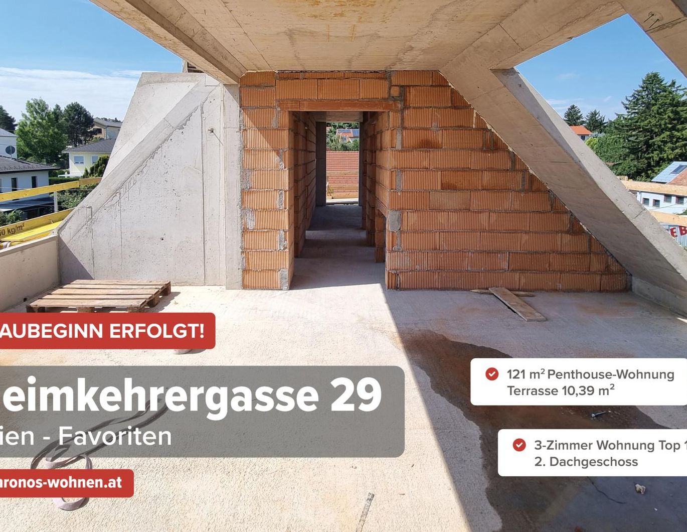 BAUBEGINN ERFOLGT! Neubau-Penthouse-Wohnung mit großen Fensterfläche am Laaerberg zwischen Löwygrube und Kurpark Oberlaa!