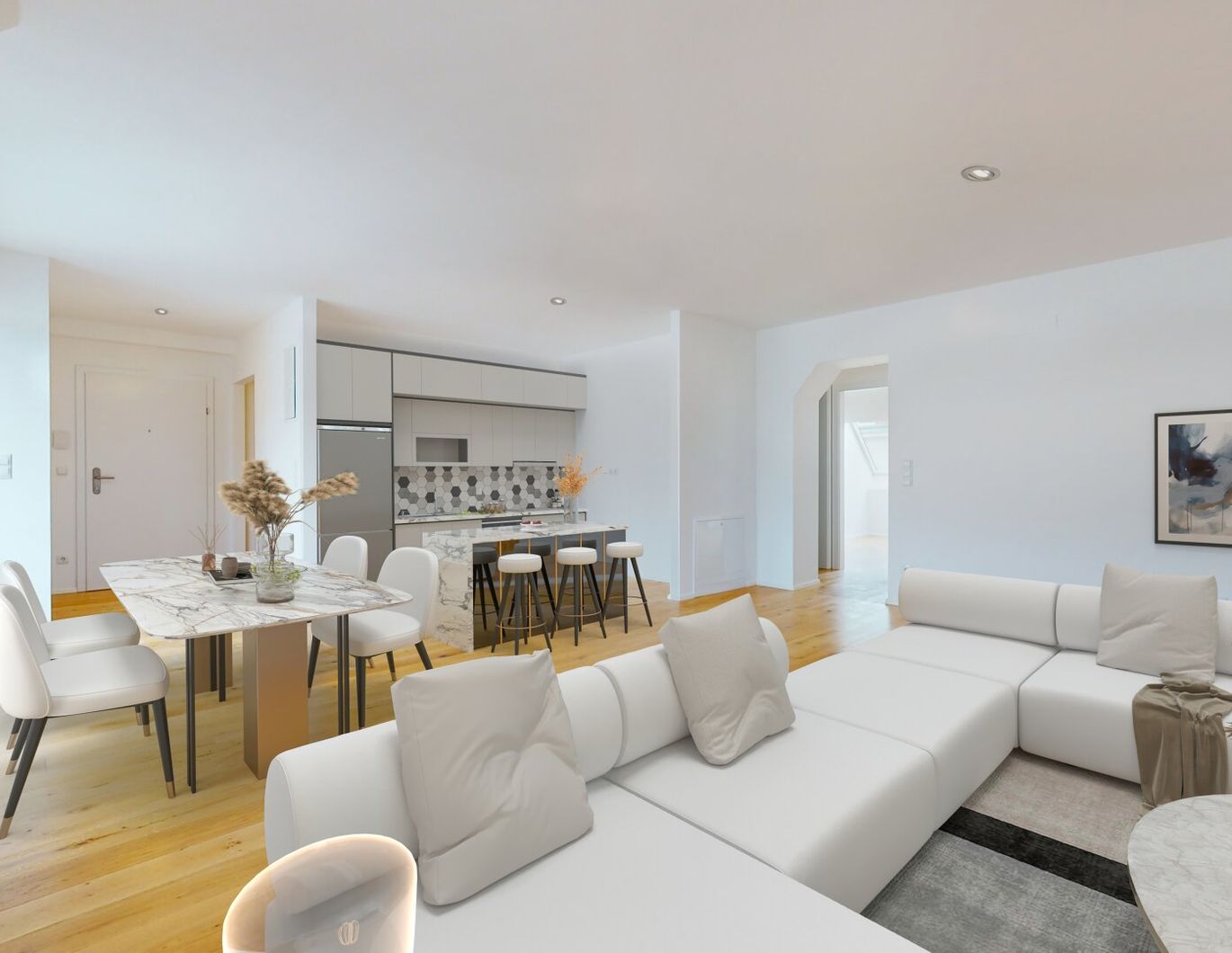 First occupancy! Modern top floor flat with open space in a quiet location