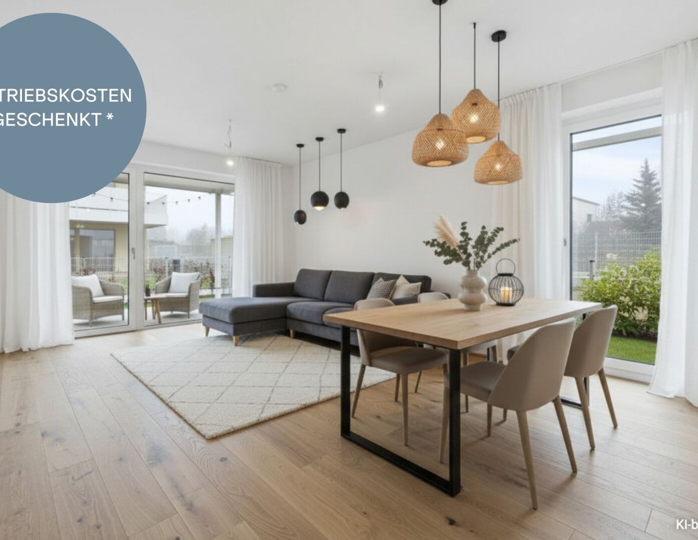 OSTERAKTION! | Provisionsfreie, durchdachte 3-Zimmer-Wohnung | Garten aus allen Räumen begehbar | Große Terrasse