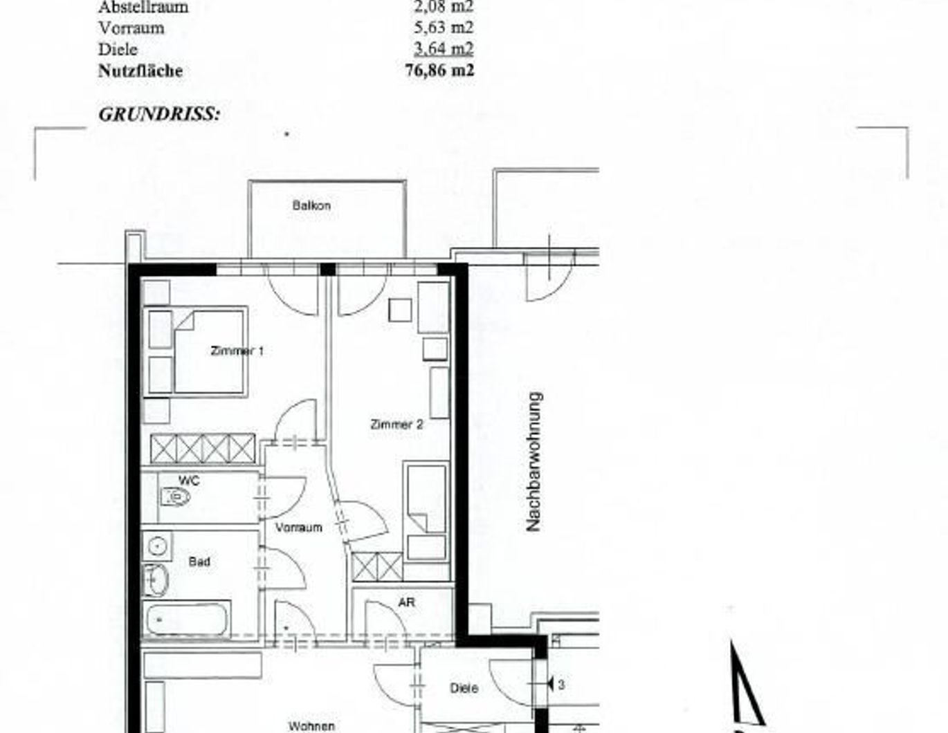 *77m2 helle 3-Zimmerwohnung mit Balkon und Lift Nähe Augarten - Zweiglgasse