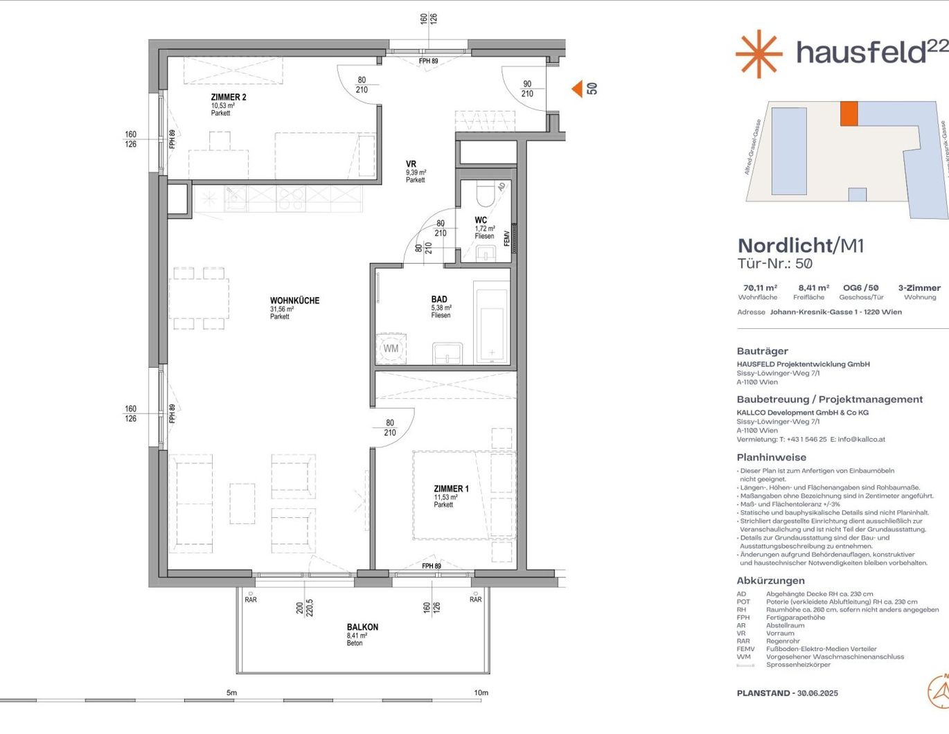 Unbefristete Neubau-Mietwohnung im Oberen Hausfeld | Termin online buchen: www.hausfeld22.at/nordlicht