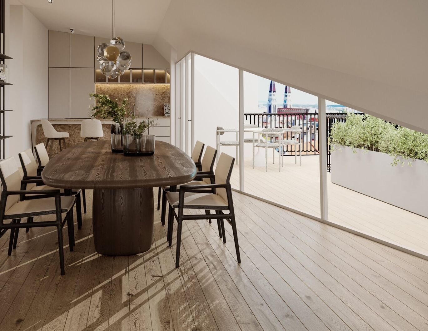 Modernes Dachgeschoss mit flexibler Raumaufteilung und Terrasse