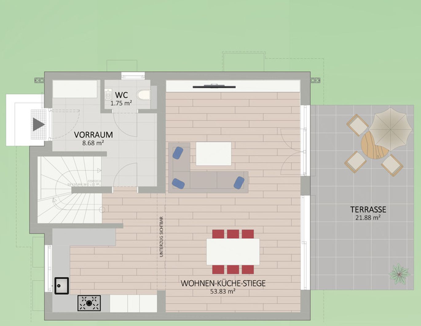 4-Zimmer Einzelhaus nahe der U2-Station Seestadt. 128 m² Wohnglück auf 278 m² Grundanteilsfläche