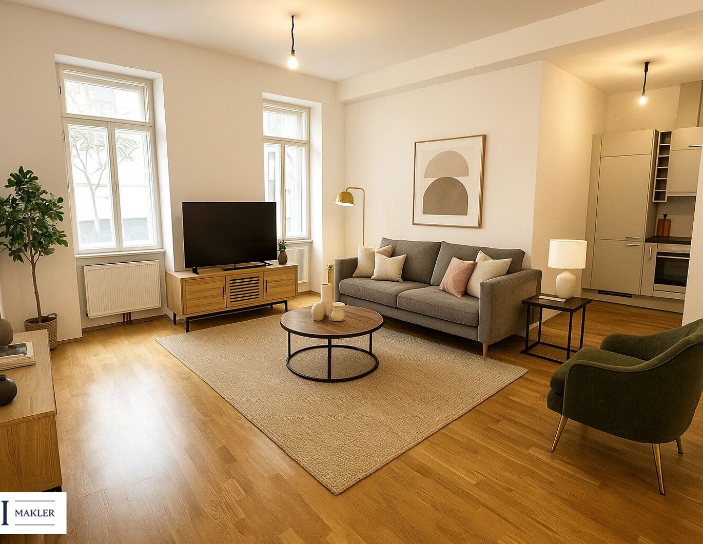 Potentieller Balkon in den begrünten Innenhof - Ruhige 3-Zimmer-Altbauwohnung - in Top-Lage des 3. Bezirks