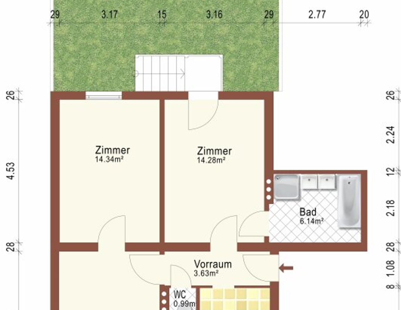 Sonnige und leistbare Gartenwohnung mit 3 Zimmern - provisionsfrei