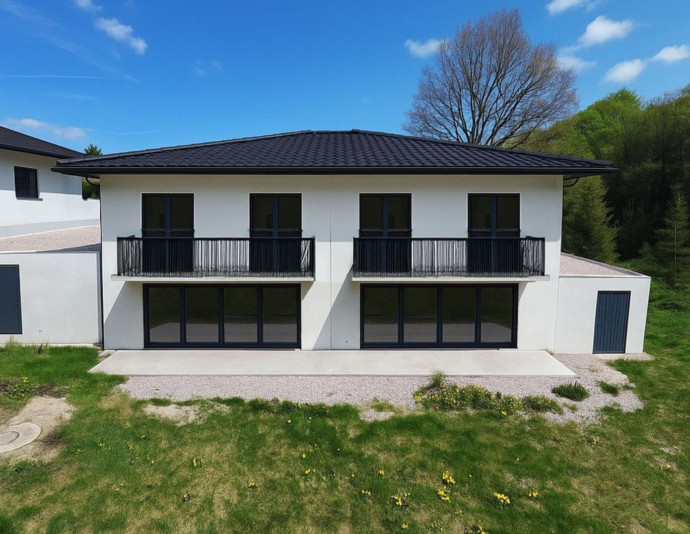 Attraktive Rohbau - Doppelhaushälften mit Garage und sonnigem Garten zum Selbstausbau in ruhiger Siedlungslage in Bruckmühl (H6/1, H6/2)