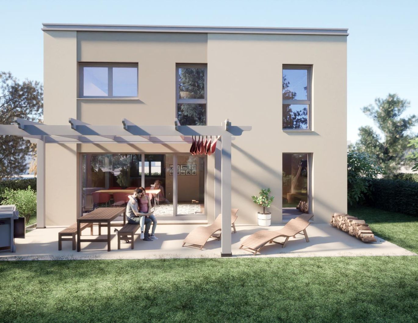 Modernes Einfamilienhaus mit Garten