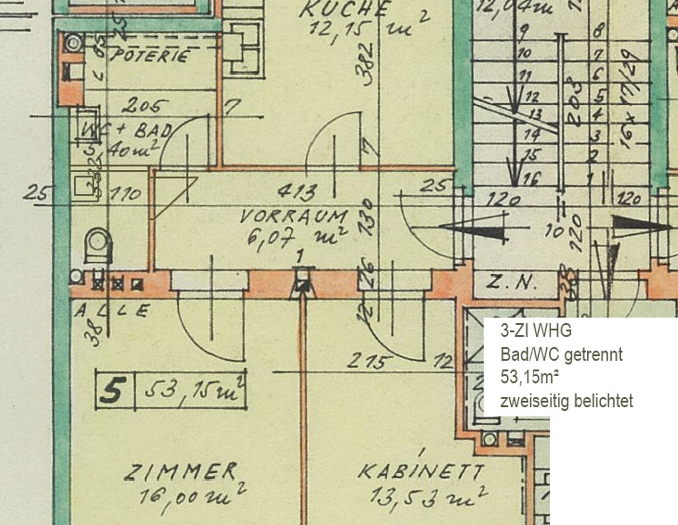 Ideal geschnittene kleine 3 Zimmer Wohnung für WG oder Familie in bester Lage