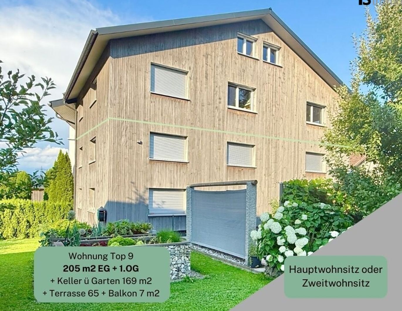 Bregenz: Langen: 205 m2 Garten-Wohnung 8 Zimmern, Garten 169 m2 Terrasse 56 m2 & Balkon 7 m2