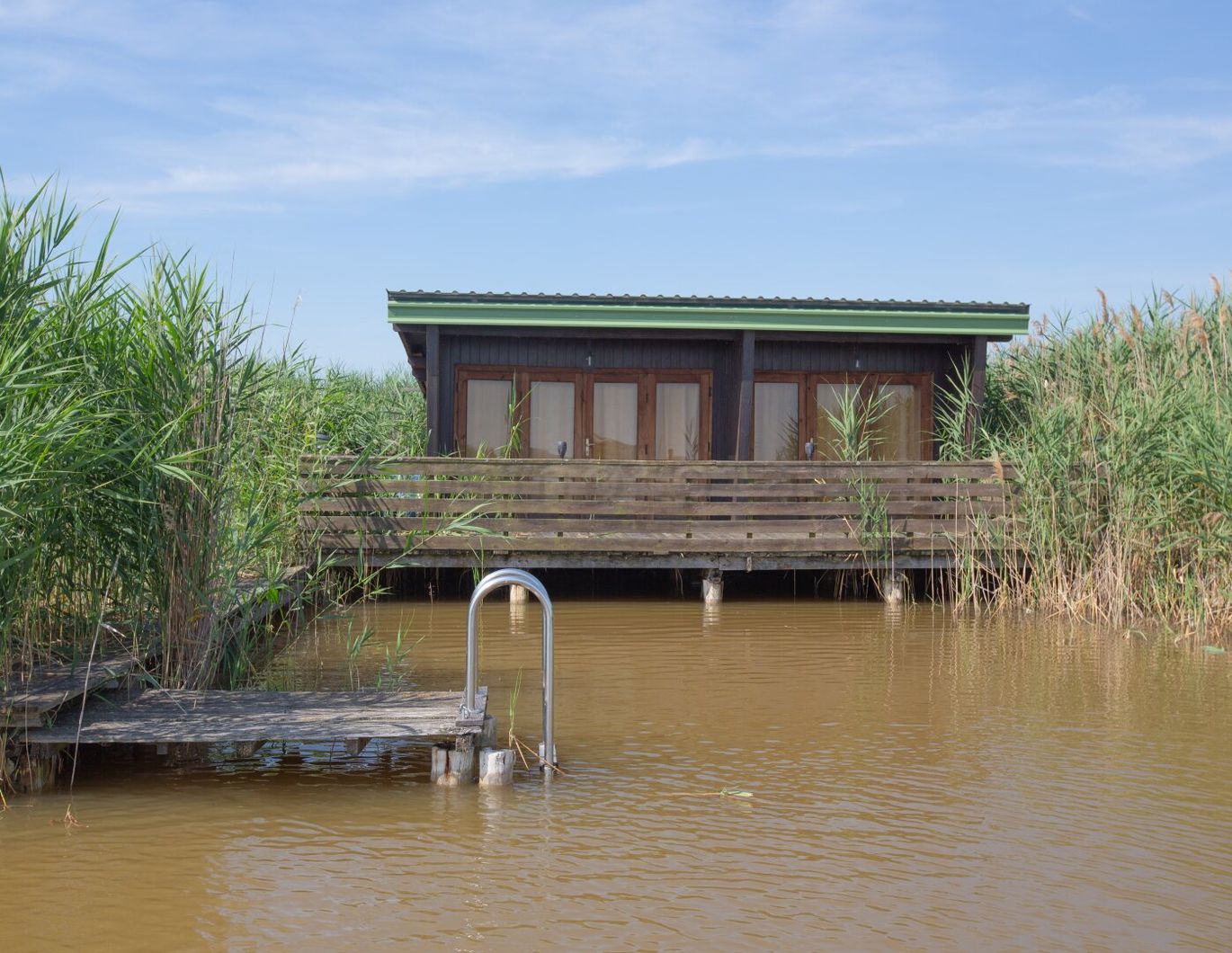 Flachdach-Seehütte in ruhiger Lage der Ruster Südbucht