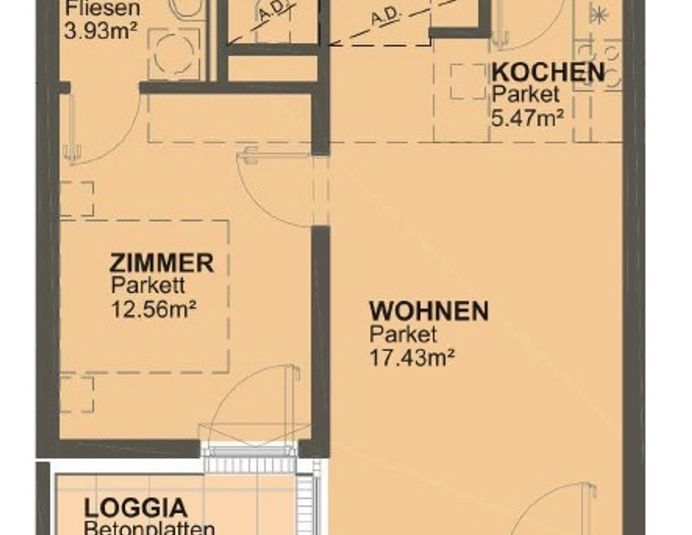 2 Zimmer Wohnung mit Terrasse