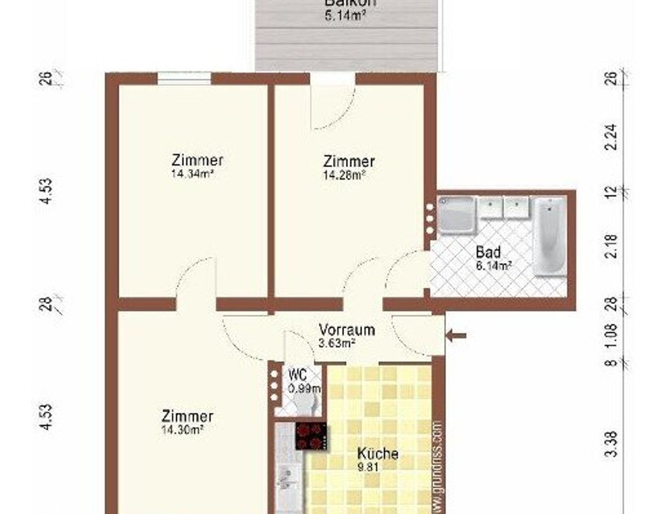 Sonnige Balkonwohnung zum selbst sanieren - provisionsfrei auf www.riedersbach.com