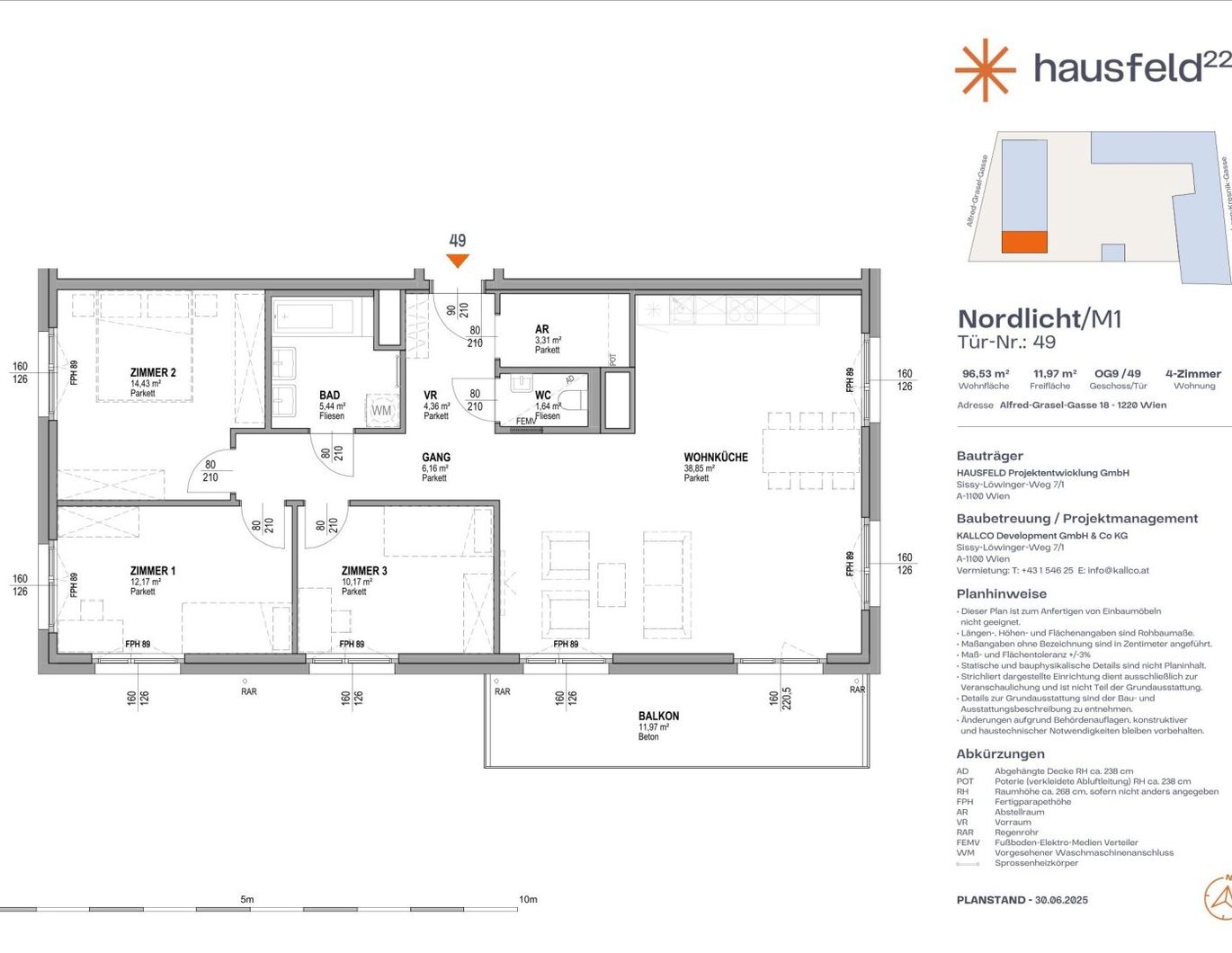 Unbefristete Neubau-Mietwohnung im Oberen Hausfeld | Termin online buchen: www.hausfeld22.at/nordlicht