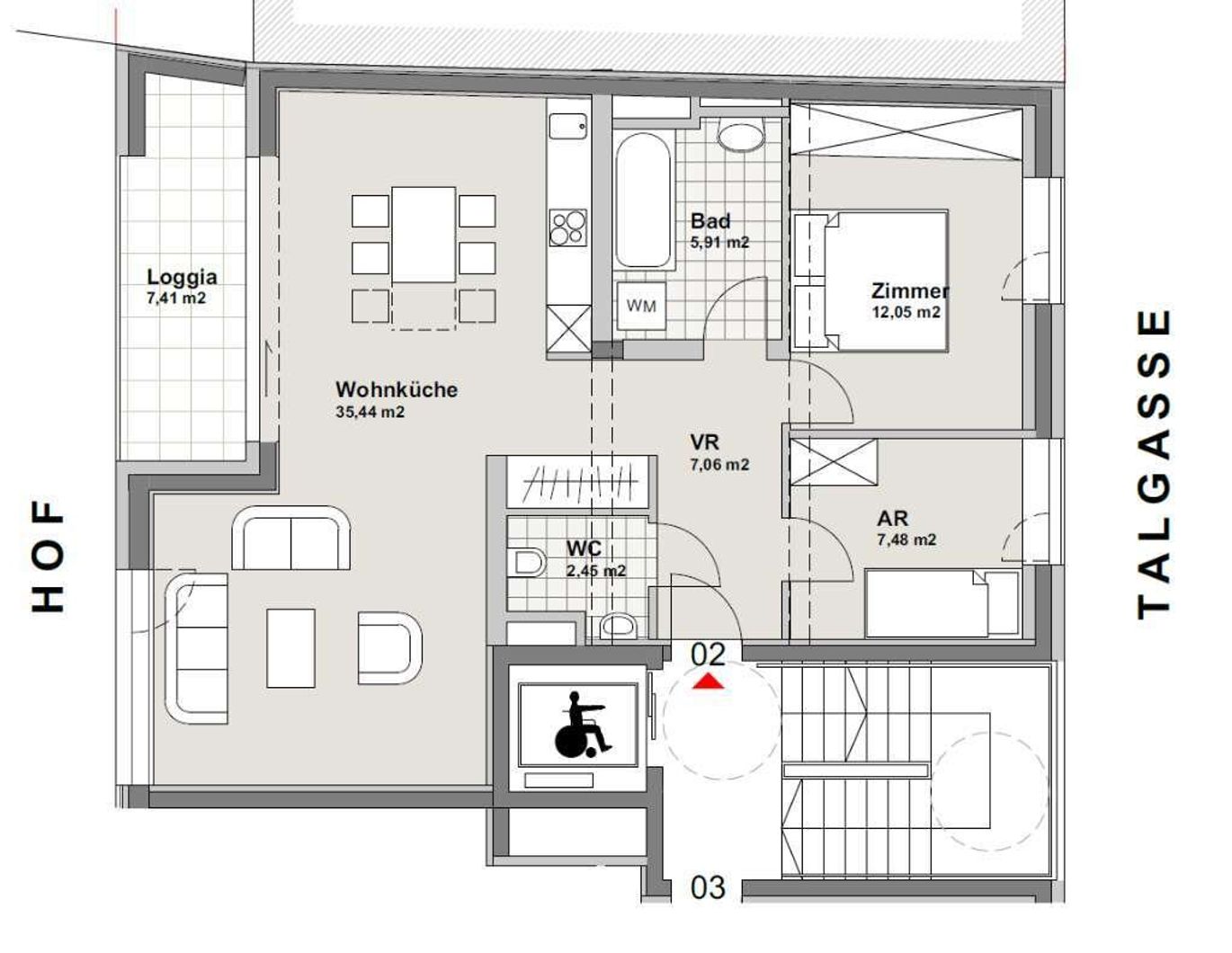 Nahe Westbahnhof! Gut aufgeteilte 3-Zimmer-Wohnung mit Loggia zu vermieten!
