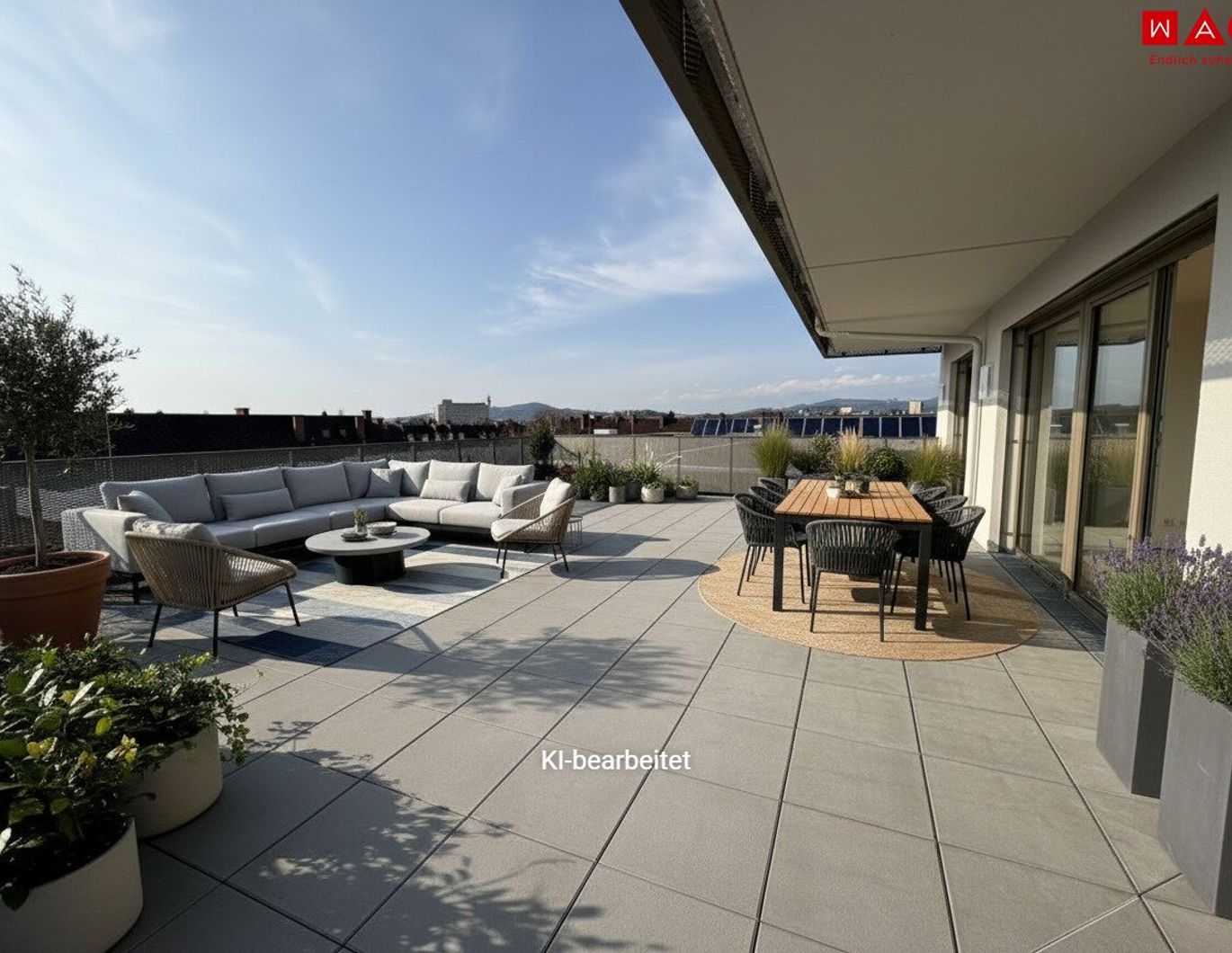 105 m² Dachterrasse für Ihr Leben im Freien - barrierefreie Komfortwohnung mit grünem Energiekonzept