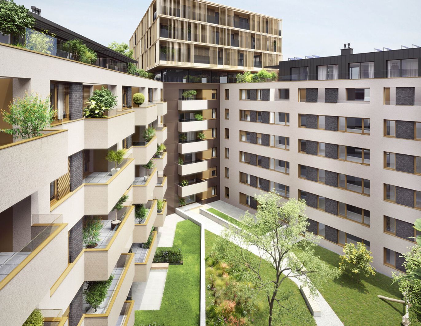Bright 2-Room apartment overlooking green courtyard! Directly at the main train station: Commission-free + Completion in October