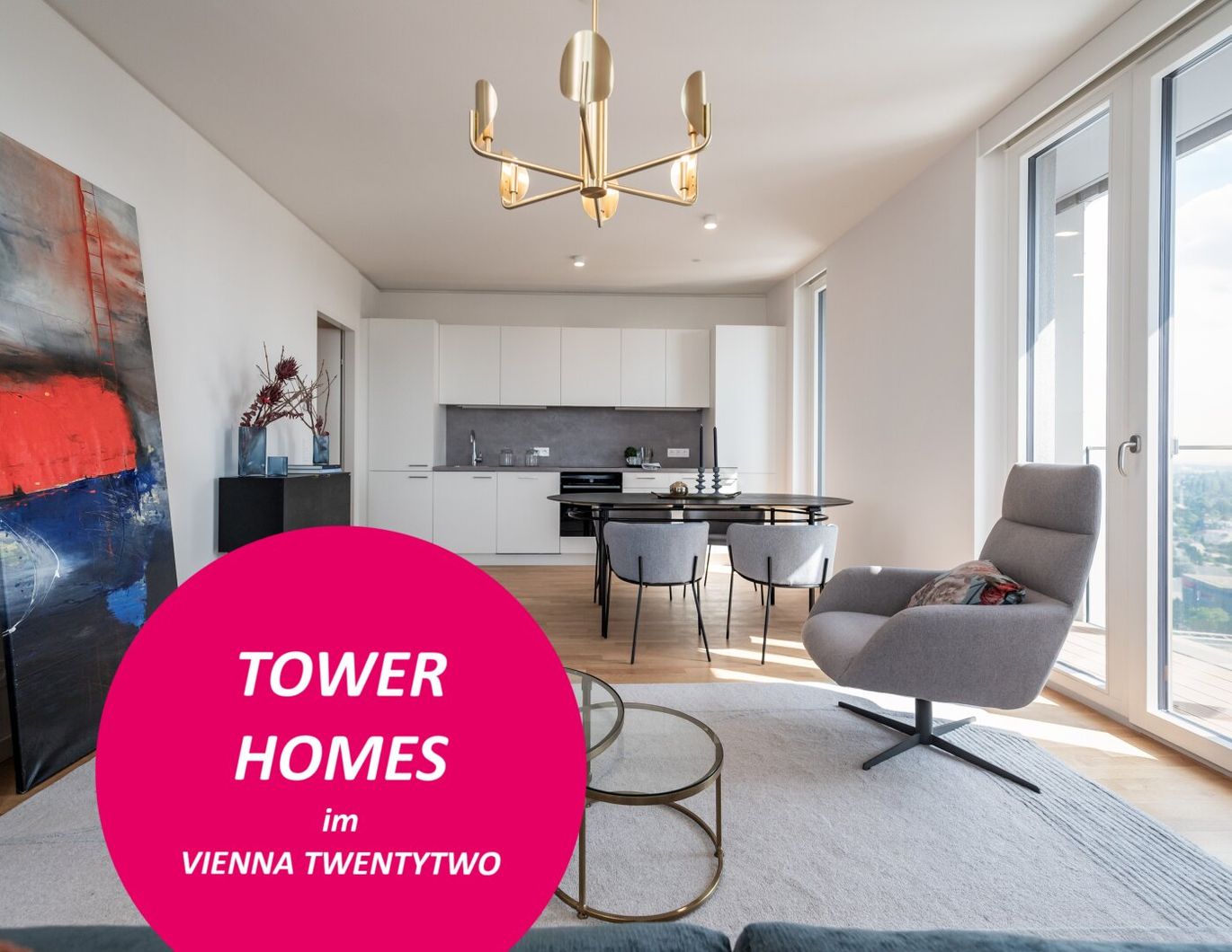 Familientraum im Tower - 4-Zi. mit Loggia & Rooftop Spa - U1 Kagran