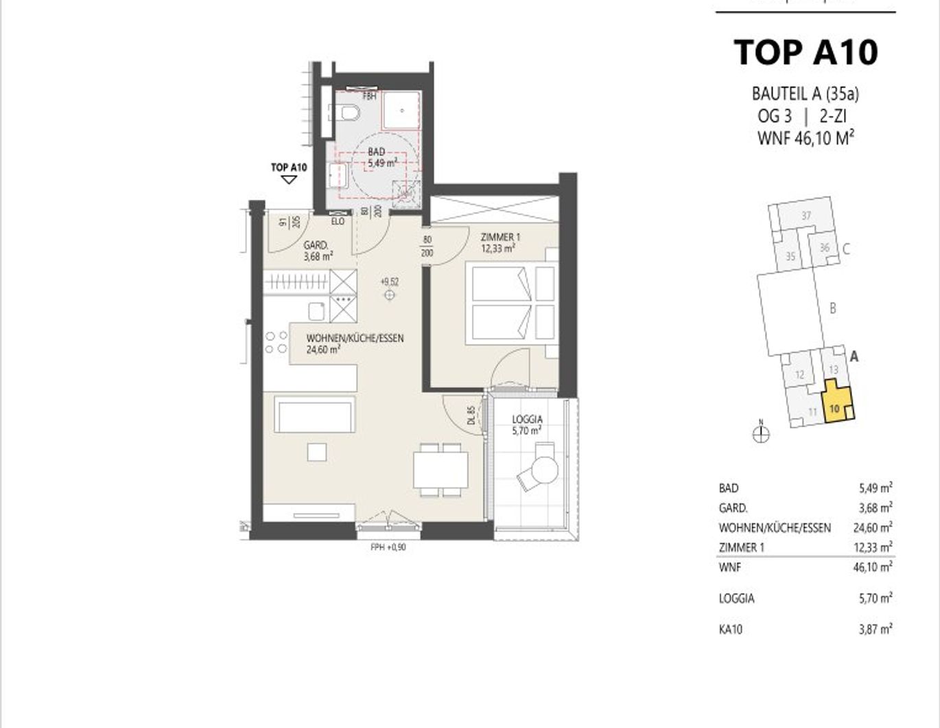 2-Zimmer-Wohnung, Top A10, 3.OG, Innsbruck