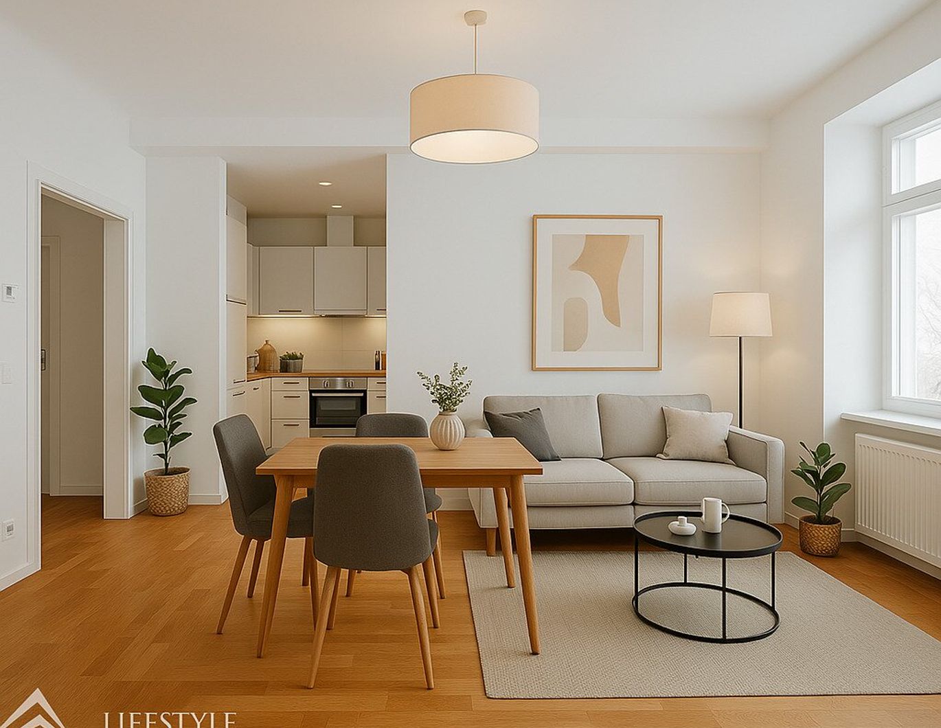 2-Zimmer Wohnung mit lichtdurchfluteter Wohnküche und durchdachter Raumaufteilung