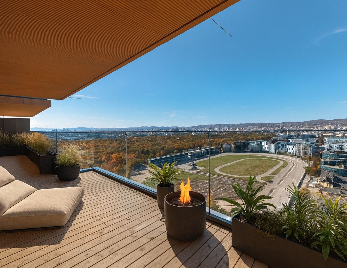 LEBEN WIE IM LUXUSHOTEL mit Roof-Top-Pool und Concierge-Service! Unverbaubarer WEITBLICK über den GRÜNEN PRATER vom 25. Stock!