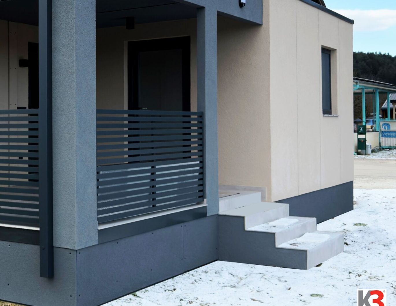 K3 - EXKLUSIVES MODUL-HAUS in der Ferienregion Klopeiner See. Wohnfläche 51 m2, 2 Schlafzimmer, Terasse.