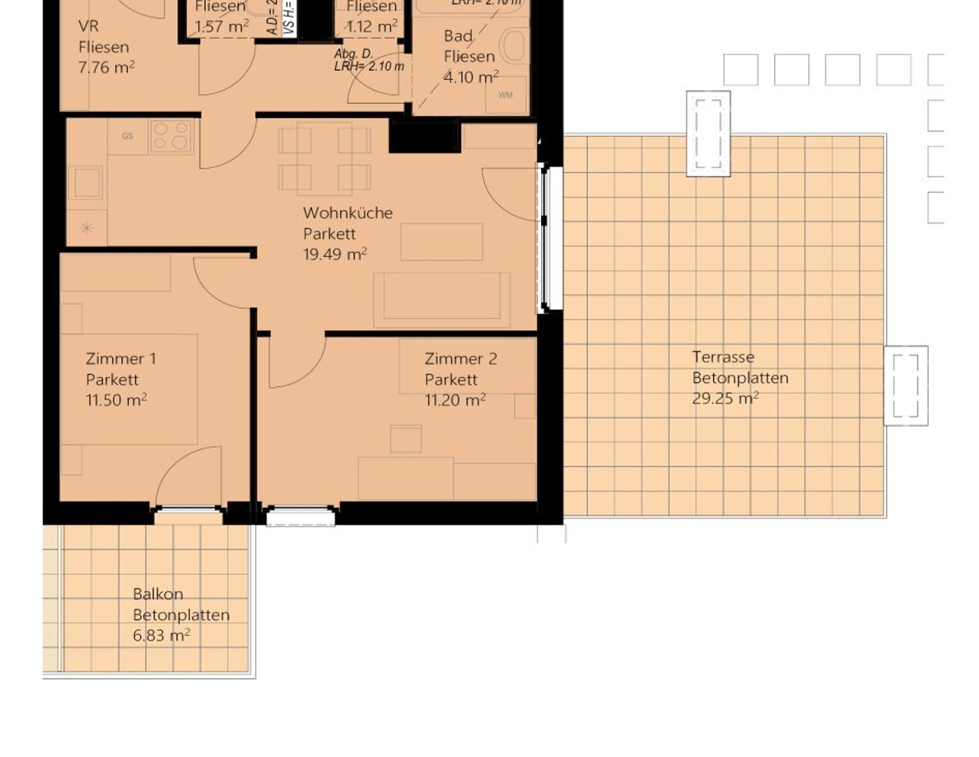 3-Zimmer-Wohnung Neubau inkl hochwertiger Markenküche, Außenfläche und Kellerabteil / K3-62
