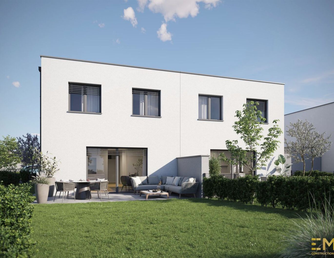 Belagsfertige Doppelhaushälfte inkl. Carport und Parkplatz in Pichling: 5 Zimmer, Terrasse, Eigengarten.