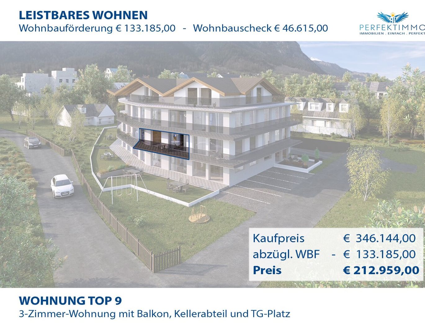 Top 09 mit WBF: Exklusive 3-Zimmer-Neubauwohnung mit großem Südbalkon
