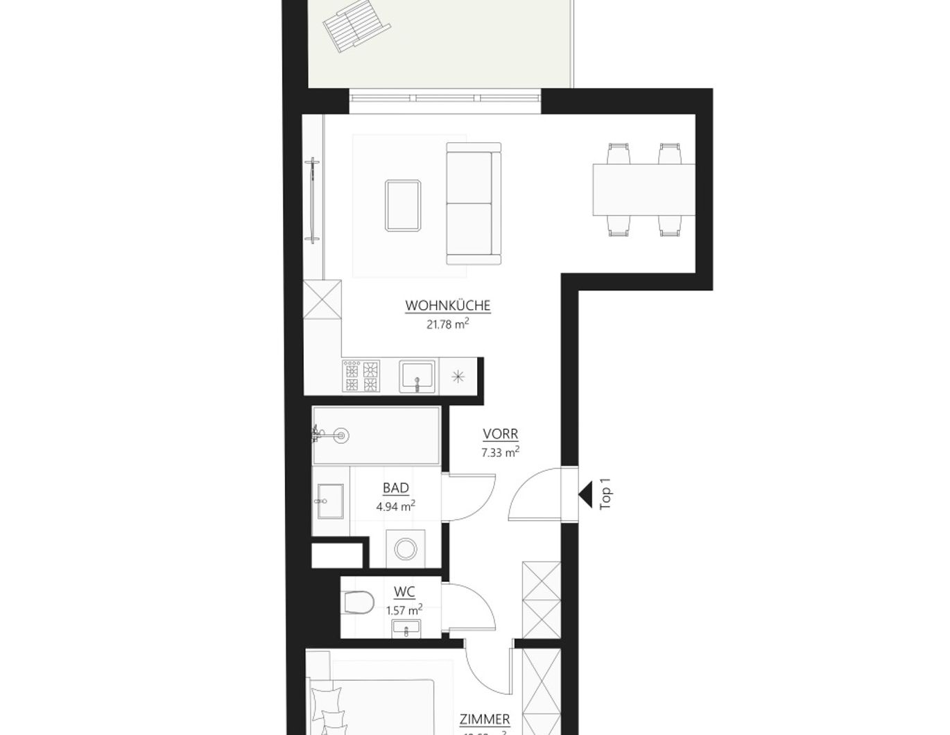 Muhr 58 | Erdgeschosswohnung mit sonniger Terrasse | Erstbezug