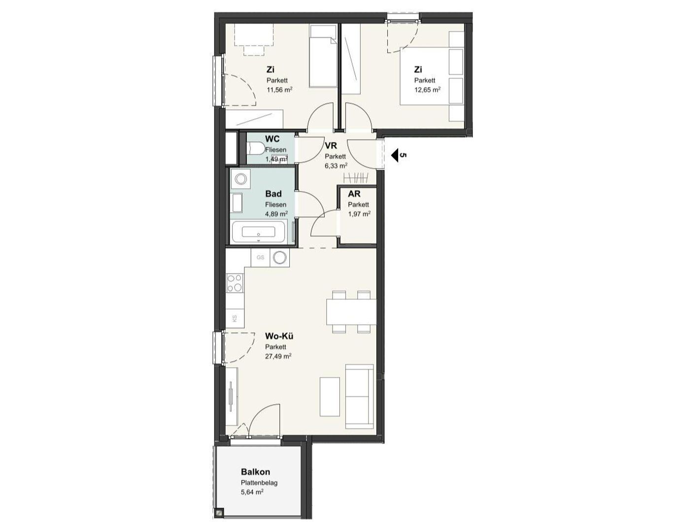 Großzügige 3-Zimmer-Wohnung mit Balkon und Stellplatz zu vermieten!