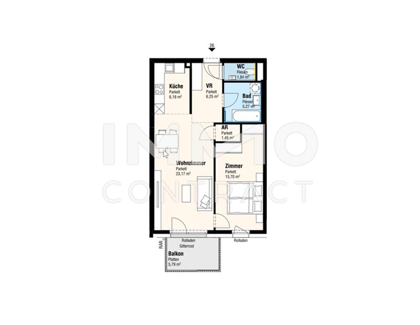 kompakte Single Pärchenwohnung