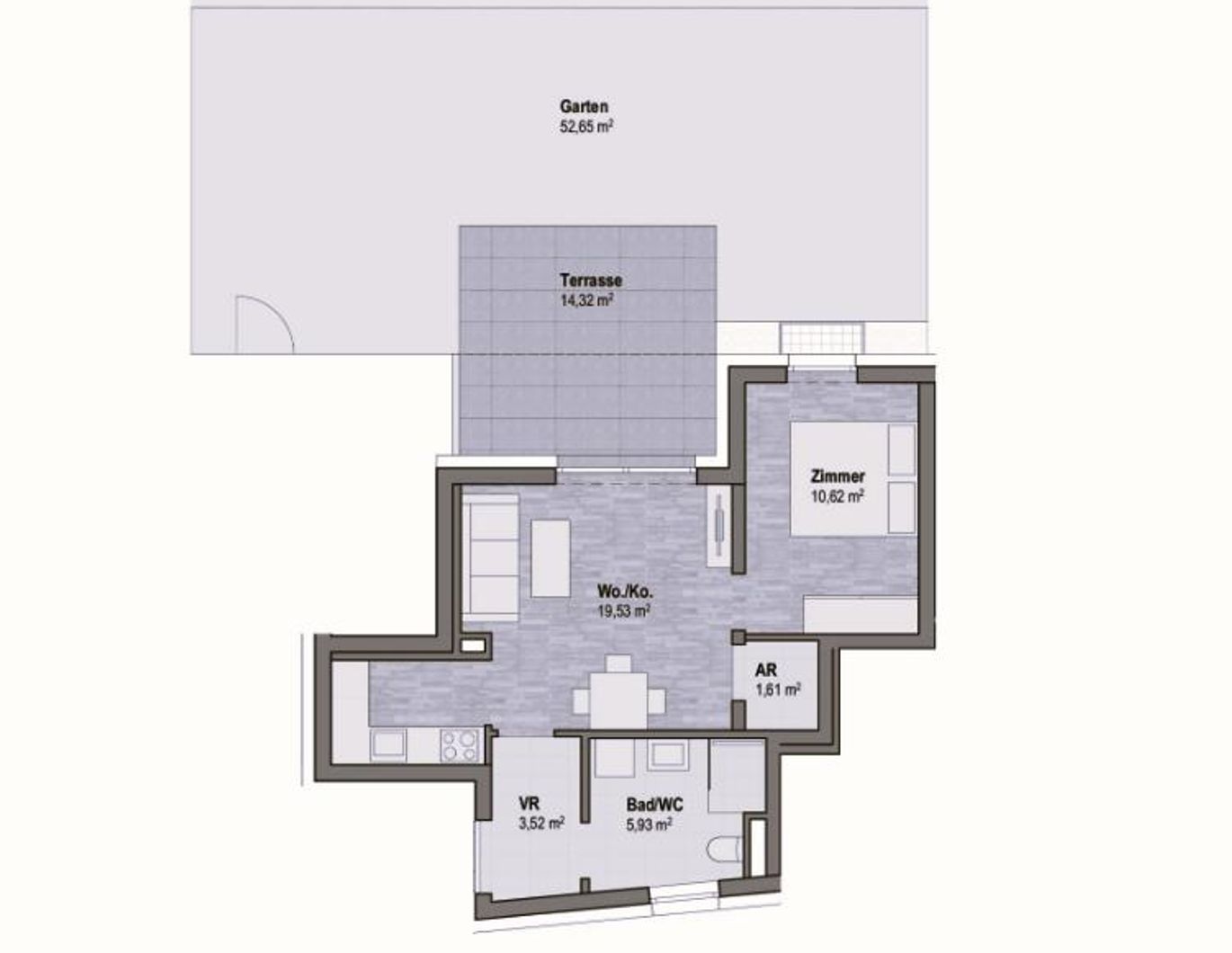 Graz Geidorf Neubauprojekt: Exklusive Eigentumswohnung (41m²) mit Terrasse und Garten in bester Lage! Provisionsfrei