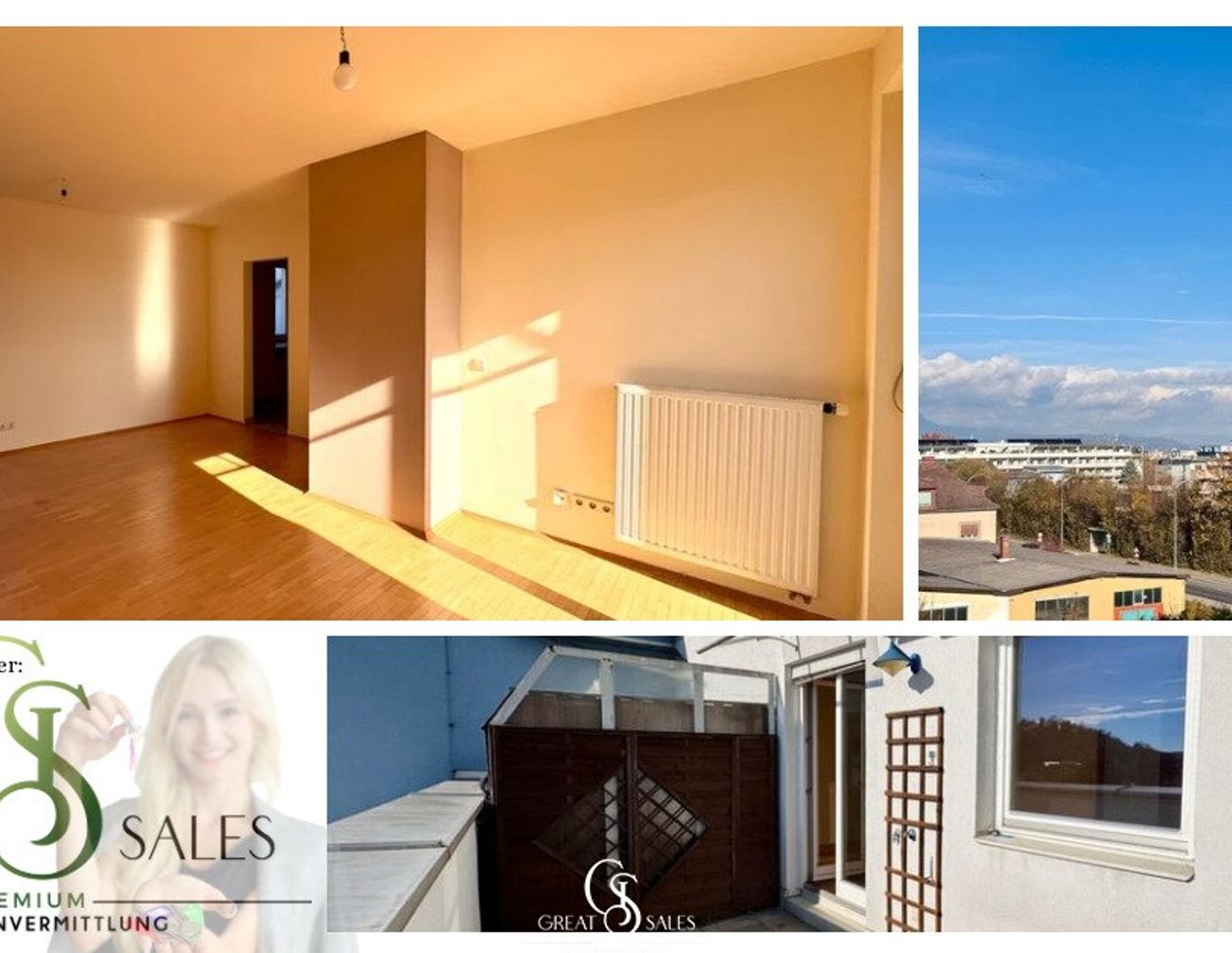 Sonnige Wohnung mit zwei Terrassen, Tiefgarage und praktischen Einbauschränken