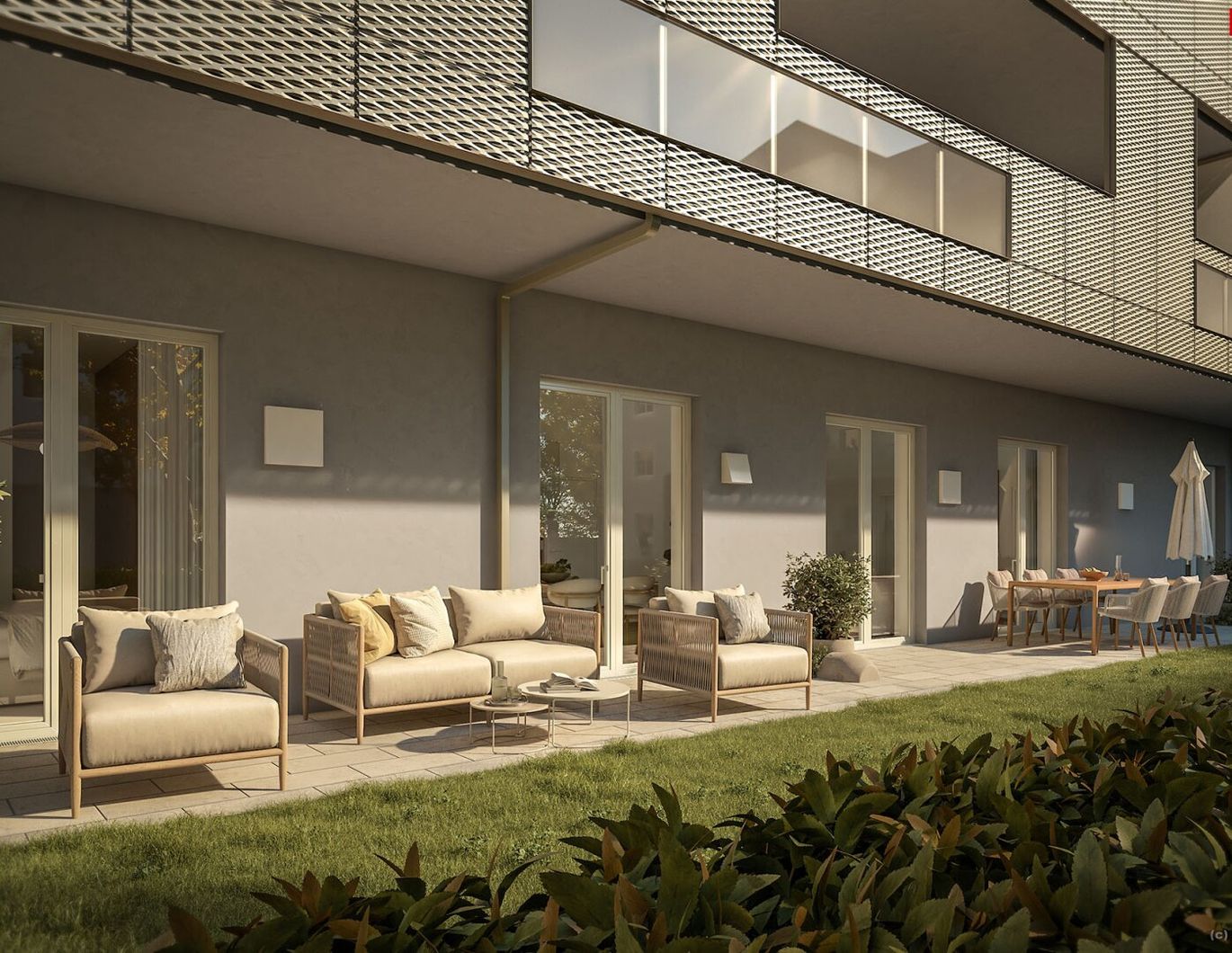 Quartier am Park: Mit modernster Technik ausgestattete Familienwohnung mit 122 m² Eigengarten + 59 m² Terrasse