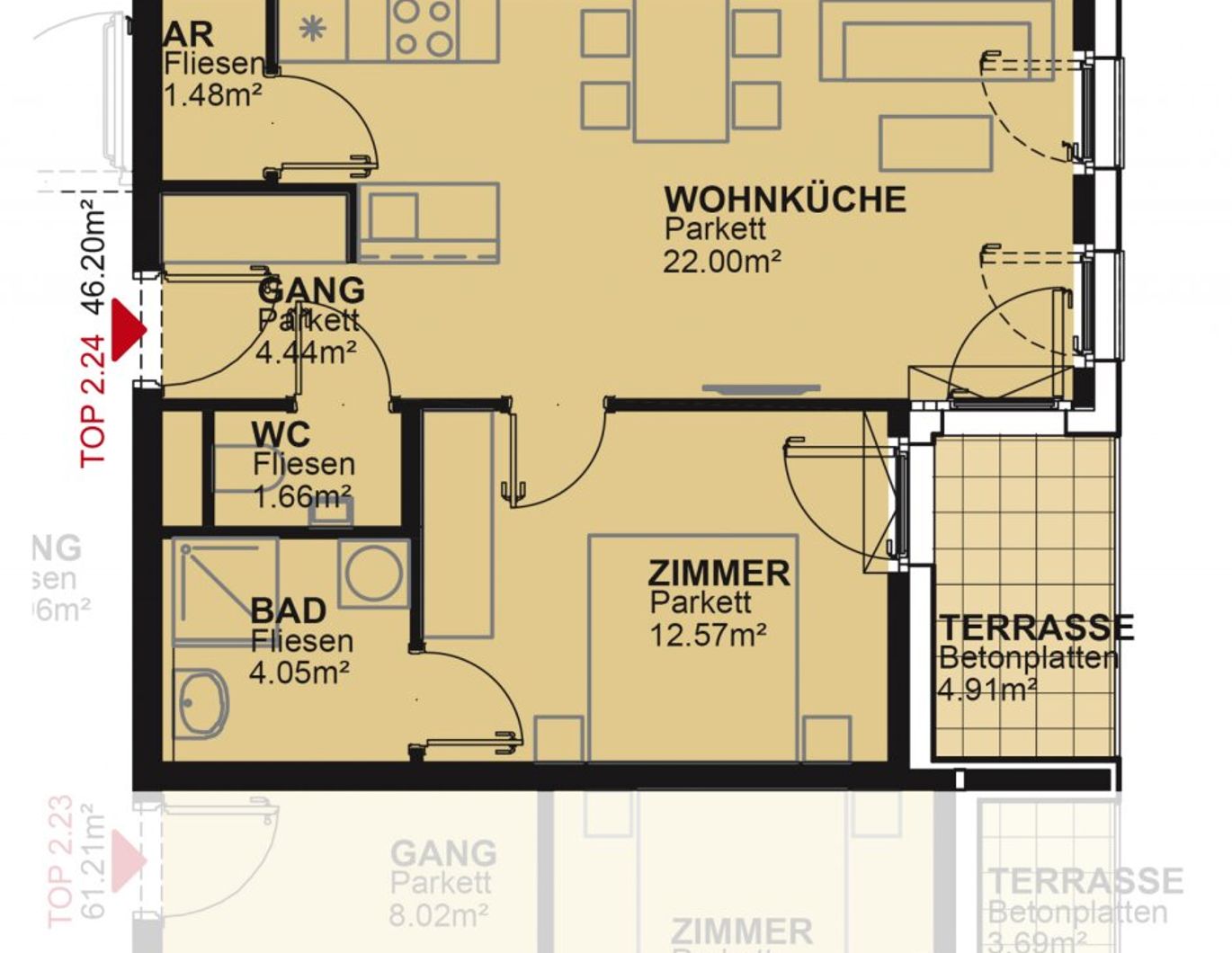2-Zimmer-Dachterrassenwohnung inkl Küche mit Geschirrspüler und Mikrowelle - Kellerabteil vorhanden / MAX4 T2-24